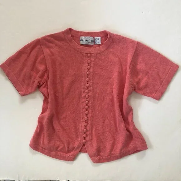 Bedford Fair Vintage Short Sleeve Cotton Sweater Large - Picture 3 of 7